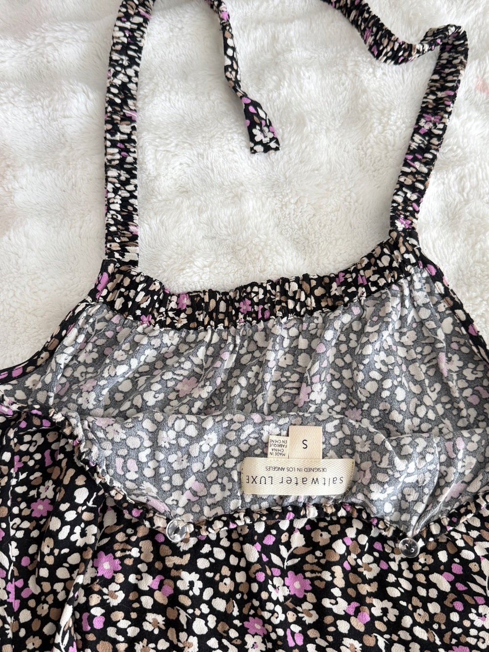 saltwater LUXE Black Maxi Skirt with Pink and Cream Floral Print - Picture 6 of 6